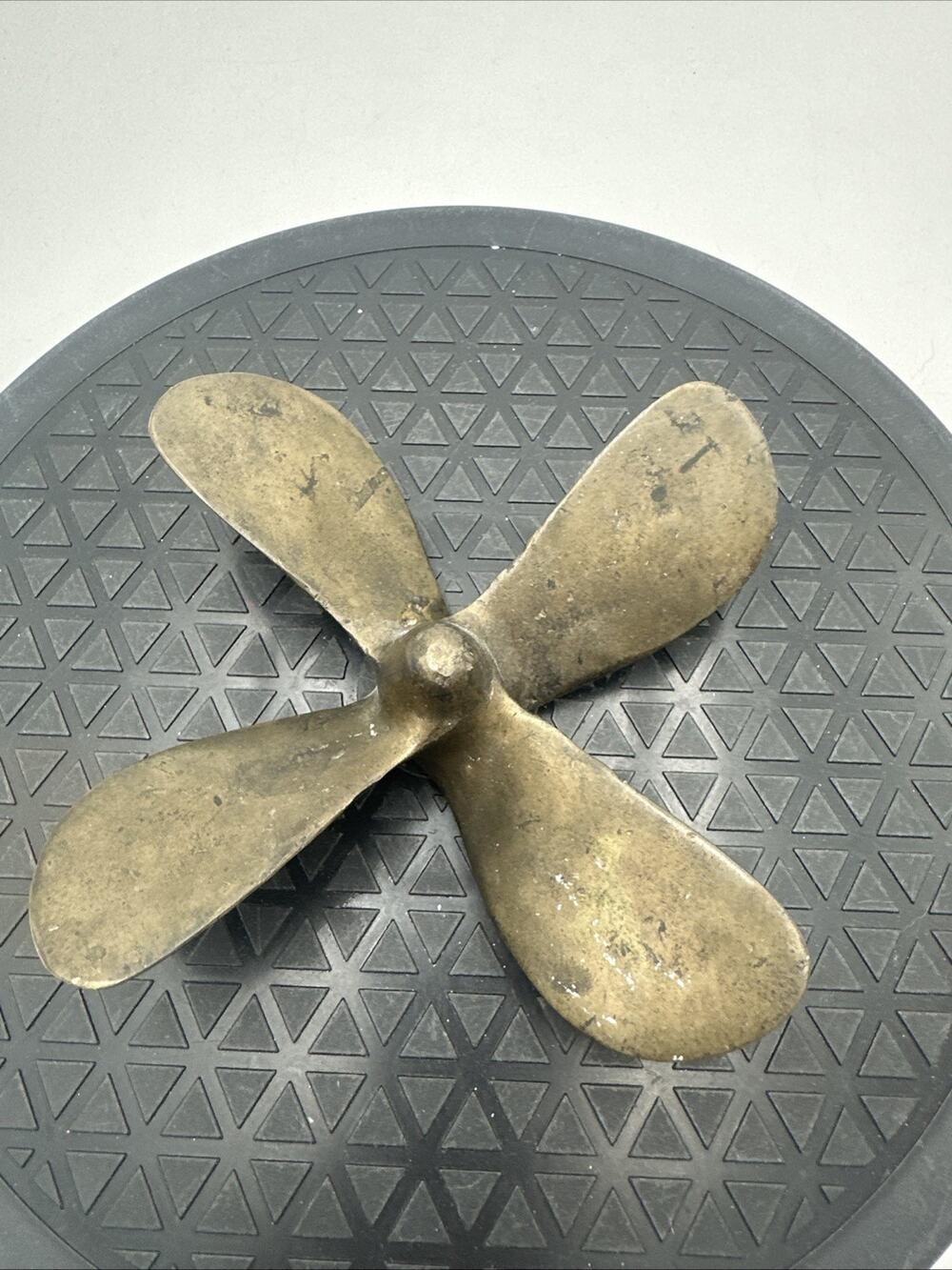 Vintage Propeller Decor 3-Blade 4" Bronze Nautical Paperweight Display